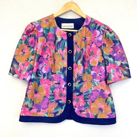Pablo Collection Jackets & Blazers - Pablo Collection Button‎ Up Floral Blazer Jacket 8P Petite 8 Colorful 1/2 Sleeve
